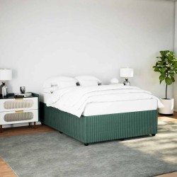 Cadre de lit sans matelas vert foncé 160x200 cm velours 