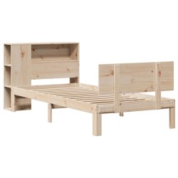 Lit bibliothèque sans matelas 90x190 cm bois de pin massif 