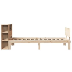 Lit bibliothèque sans matelas 90x190 cm bois de pin massif 