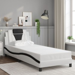 Cadre de lit sans matelas blanc et noir 90x190 cm similicuir 
