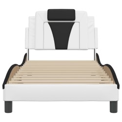 Cadre de lit sans matelas blanc et noir 90x190 cm similicuir 