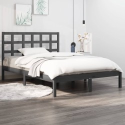 Cadre de lit sans matelas gris 150x200 cm bois massif 