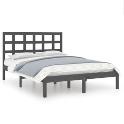 Cadre de lit sans matelas gris 150x200 cm bois massif 