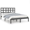 Cadre de lit sans matelas gris 150x200 cm bois massif 