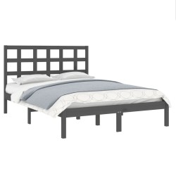 Cadre de lit sans matelas gris 150x200 cm bois massif 