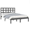 Cadre de lit sans matelas gris 150x200 cm bois massif 