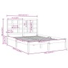 Cadre de lit sans matelas gris 150x200 cm bois massif 