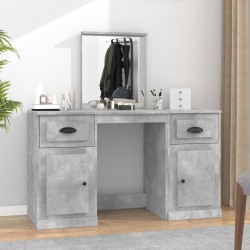 Coiffeuse avec miroir gris béton 130x50x132,5 cm 