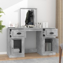 Coiffeuse avec miroir gris béton 130x50x132,5 cm 