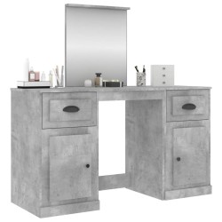 Coiffeuse avec miroir gris béton 130x50x132,5 cm 