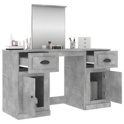 Coiffeuse avec miroir gris béton 130x50x132,5 cm 