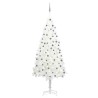 Arbre de Noël artificiel pré-éclairé et boules blanc 210 cm 