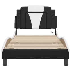 Cadre de lit avec LED sans matelas noir et blanc 90x200 cm 