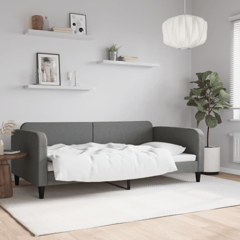 Lit de repos gris foncé 100x200 cm tissu 