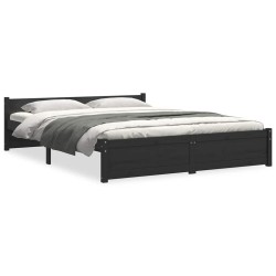 Cadre de lit sans matelas noir bois massif 150x200 cm 