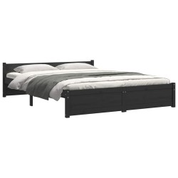 Cadre de lit sans matelas noir bois massif 150x200 cm 