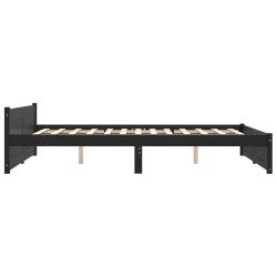 Cadre de lit sans matelas noir bois massif 150x200 cm 