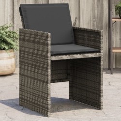 Chaises de jardin avec coussins lot de 4 gris résine tressée 