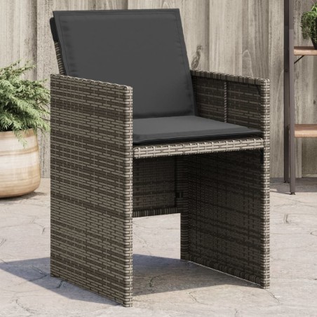 Chaises de jardin avec coussins lot de 4 gris résine tressée 