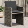 Chaises de jardin avec coussins lot de 4 gris résine tressée 