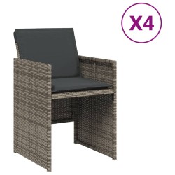 Chaises de jardin avec coussins lot de 4 gris résine tressée 