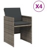 Chaises de jardin avec coussins lot de 4 gris résine tressée 