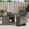 Chaises de jardin avec coussins lot de 4 gris résine tressée 