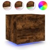 Table de chevet murale avec lumières LED chêne fumé 