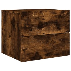 Table de chevet murale avec lumières LED chêne fumé 