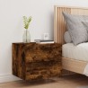 Table de chevet murale avec lumières LED chêne fumé 