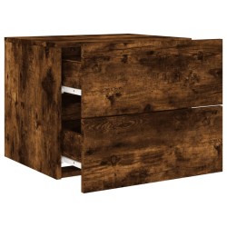 Table de chevet murale avec lumières LED chêne fumé 