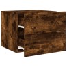 Table de chevet murale avec lumières LED chêne fumé 