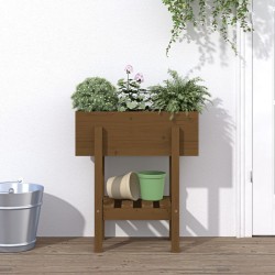 Jardinière marron miel 62x30x69 cm bois massif de pin  