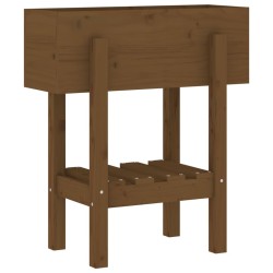 Jardinière marron miel 62x30x69 cm bois massif de pin  