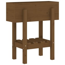 Jardinière marron miel 62x30x69 cm bois massif de pin  