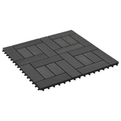 Carreau de terrasse 11 pcs WPC 30 x 30 cm 1 m² Noir 