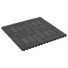 Carreau de terrasse 11 pcs WPC 30 x 30 cm 1 m² Noir 