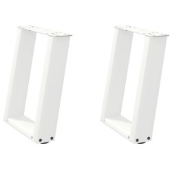 Pieds de table basse en U 2 pièces Blanc 28 x (42-43) cm Acier 