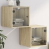 Tables de chevet et portes vitrées 2pcs chêne sonoma 35x37x35cm 
