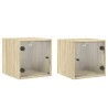 Tables de chevet et portes vitrées 2pcs chêne sonoma 35x37x35cm 