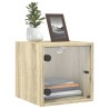 Tables de chevet et portes vitrées 2pcs chêne sonoma 35x37x35cm 