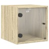 Tables de chevet et portes vitrées 2pcs chêne sonoma 35x37x35cm 