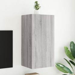 Meuble TV mural avec lumières LED sonoma gris 40,5x35x80 cm 