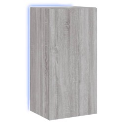 Meuble TV mural avec lumières LED sonoma gris 40,5x35x80 cm 