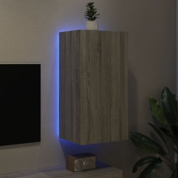 Meuble TV mural avec lumières LED sonoma gris 40,5x35x80 cm 