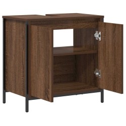 Meuble salle de bain lavabo chêne marron 60x34,5x60 cm 