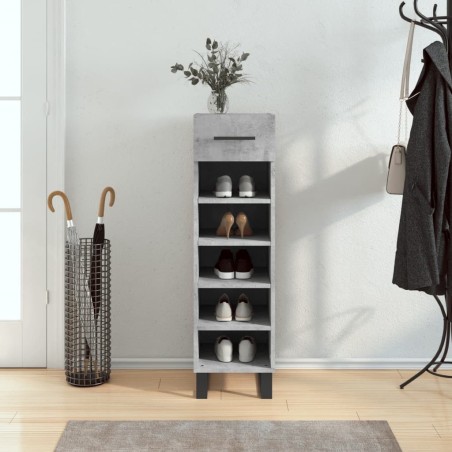 Armoire à chaussures gris béton 30x35x105 cm bois d'ingénierie 