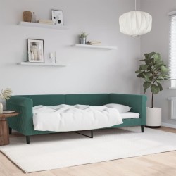 Lit de repos sans matelas vert foncé 100x200 cm velours 