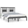 Cadre de lit sans matelas gris bois massif 
