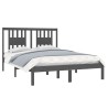 Cadre de lit sans matelas gris bois massif 